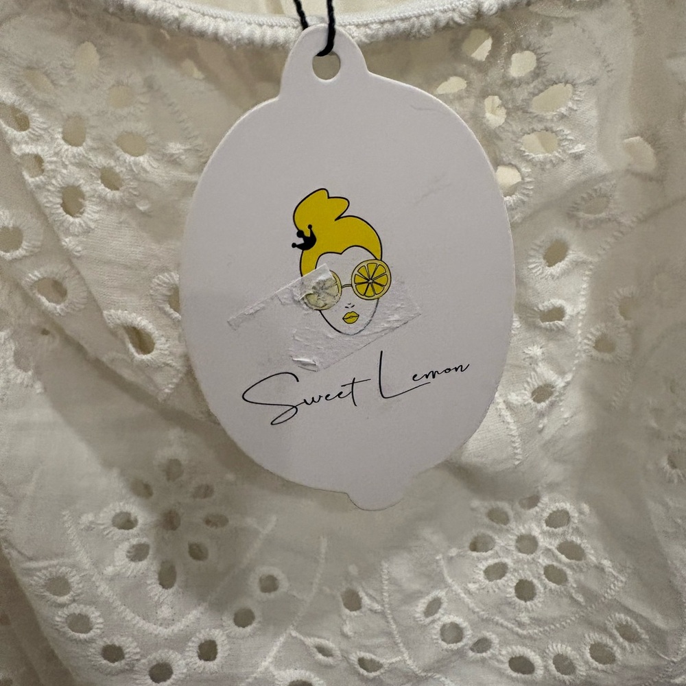 SWEET LEMON EYELET OFF THE SHOULDER DRESS - Picture 8 of 10